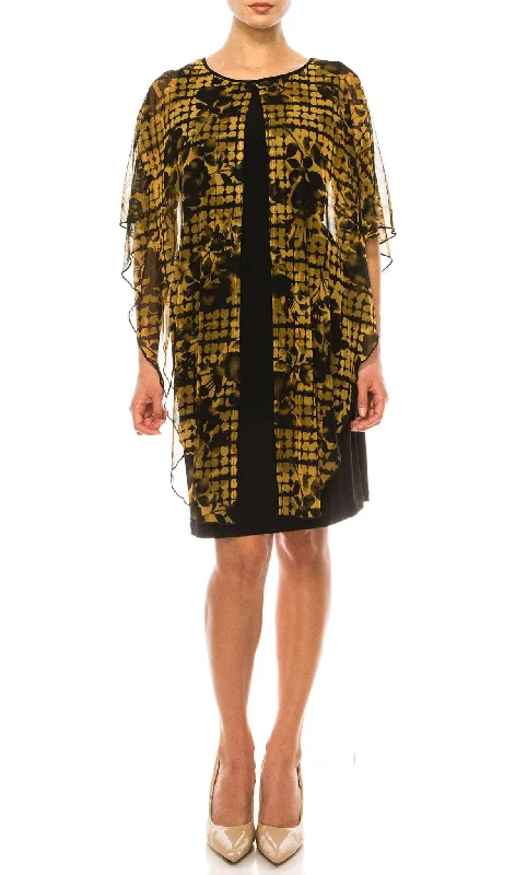 Cocktail dress with chiffonConnected Apparel TXH87472 - Floral Sheer Shawl Sheath Dress