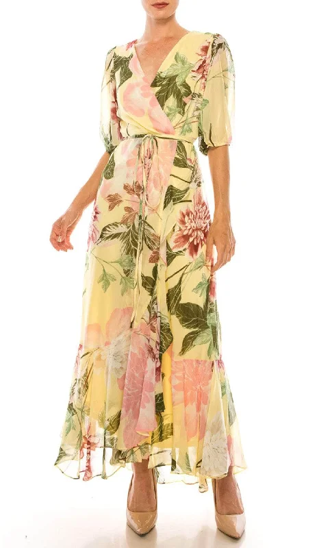 Cocktail dress with ruchingDanny & Nicole 91569MZ - Floral Printed Long Dress