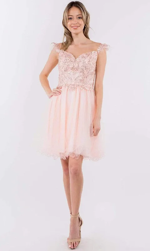 elegant party dress for summer -Cocktail dress with modern designElizabeth K - GS1966 Flutter Strap Embroidered A-Line Dress