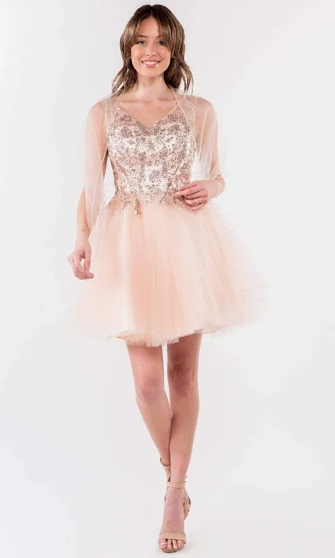 elegant party dress online -Cocktail dress with fringeElizabeth K - GS1968 Glitter Ornate A-Line Short Dress