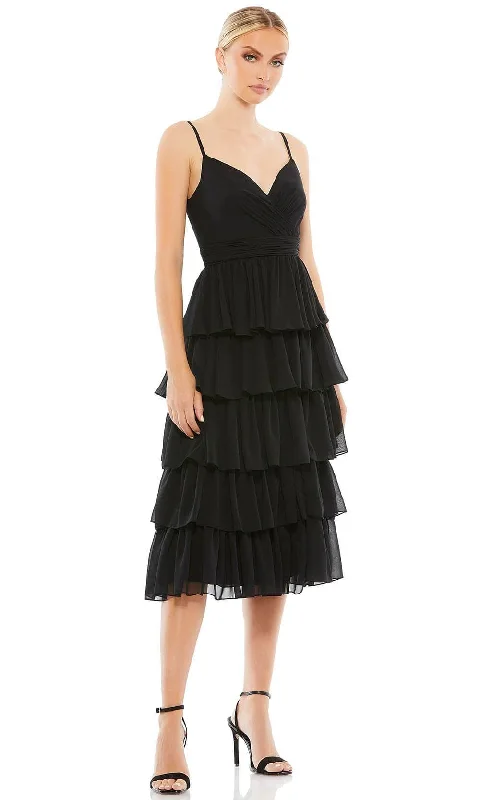 floral party dress for date -Cocktail dress with sequinsIeena Duggal 55437 - V-Neck Ruffle Tiered Formal Dress