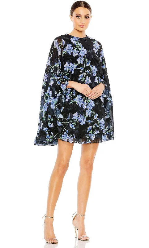 Halter neck cocktail dressIeena Duggal 56028 - Floral Cape Cocktail Dress