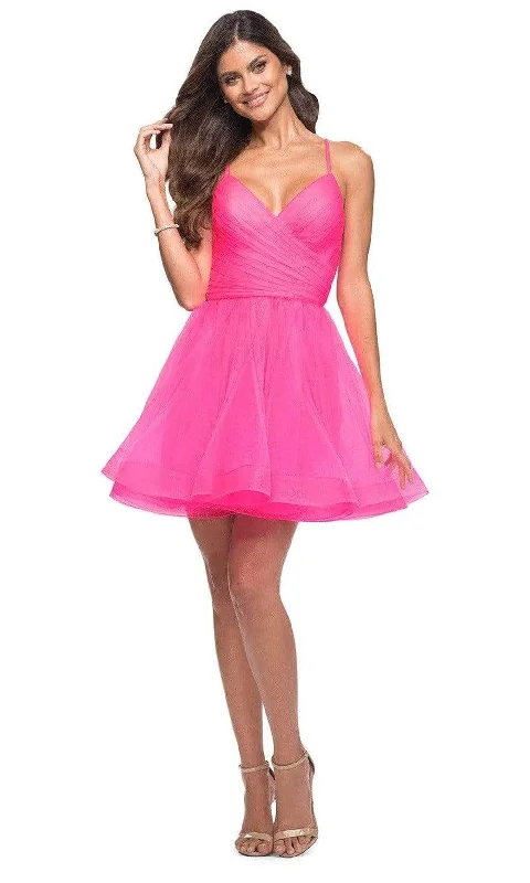 sexy party dress online -Cocktail dress with laceLa Femme - 30345 V-Neck A-Line Cocktail Dress