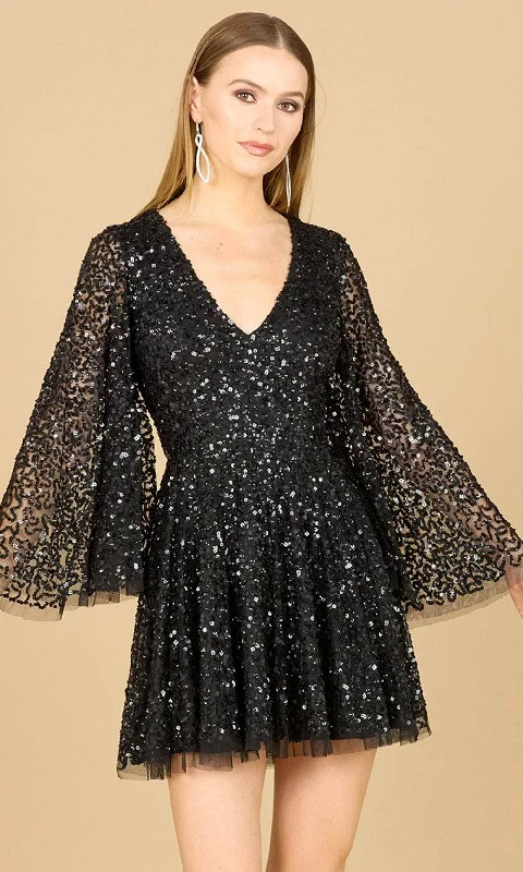 casual party dress for summer -Cocktail dress with sweetheart bodiceLara Dresses 29178 - Sequin Embellished Bell Sleeve Cocktail Dress