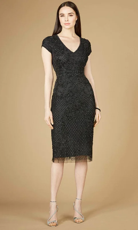 Cocktail dress with statement sleevesLara Dresses 29225 - Cap Sleeve Sheath Knee-Length Dress