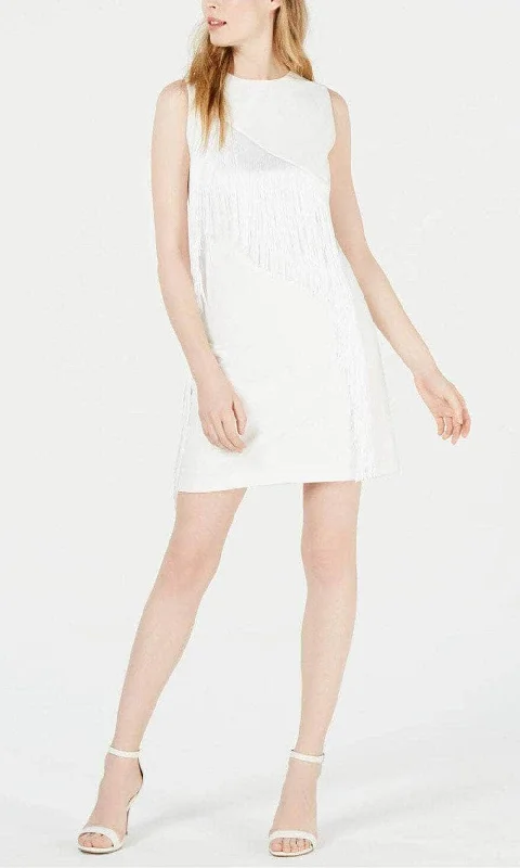 Cocktail dress with beaded detailsLaundry HP01W61 - Sleeveless Fringed Sheath Cocktail Dress