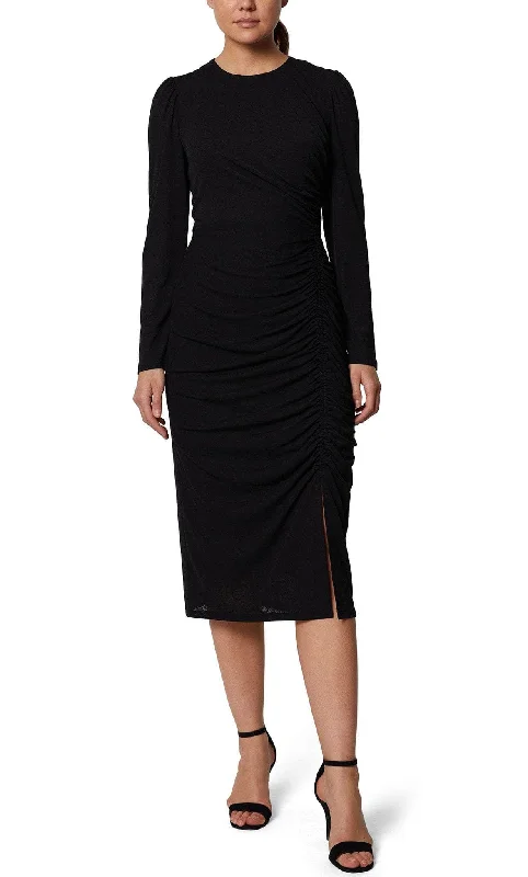 green party dress online -Cocktail dress with side cut-outsLaundry HU07D04 - Long Sleeve Sheath Formal Dress