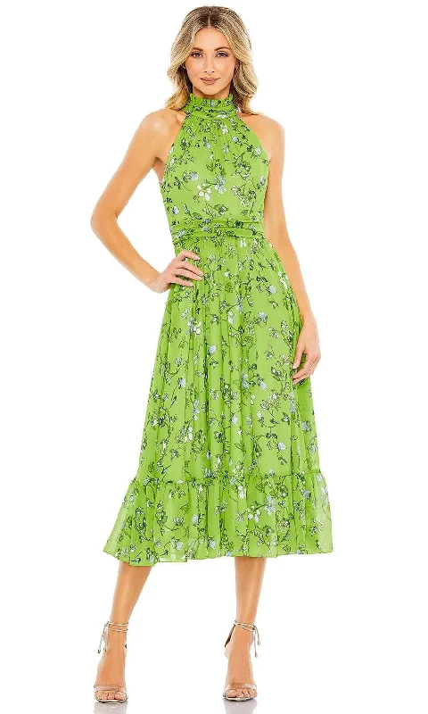 affordable party dress for women -Cocktail dress with capeIeena Duggal 55854 - Halter Floral A-line Prom Dress