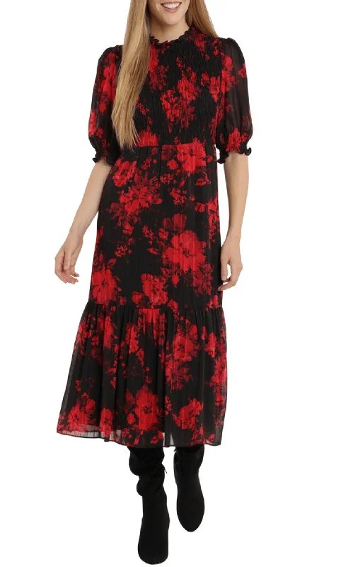 Cocktail dress with illusion hemLondon Times T6020M - Floral Printed Flowy Dress