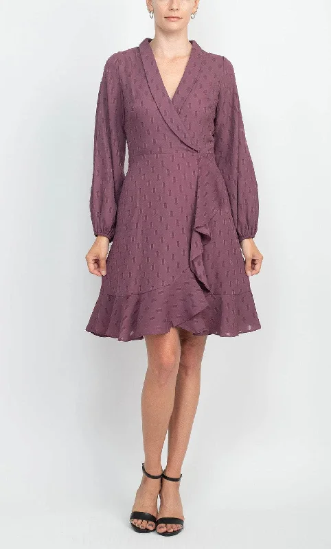 sparkly party dress online -Cocktail dress with peplumLondon Times T6075M - Long Sleeve Shawl Collar Cocktail Dress