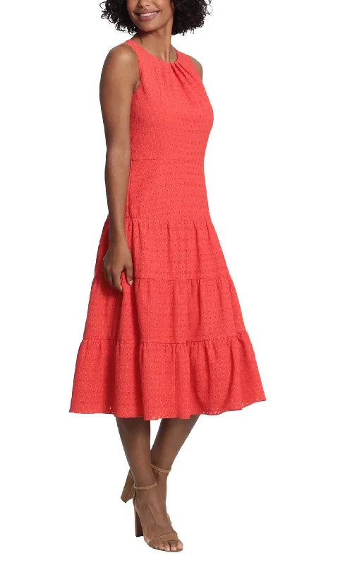 Sleeveless cocktail dressLondon Times T6138M - Tea Length Tiered A-Line Dress