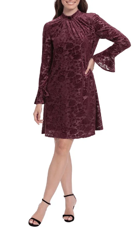 elegant party dress online -Cocktail dress with fringeLondon Times T6425M - Velvet Short Floral Dress