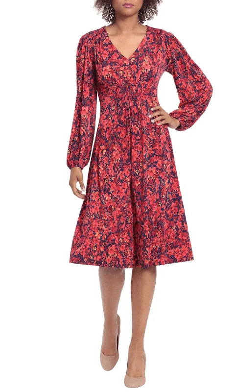 trendy party dress for summer -Elegant cocktail dressLondon Times T6439M - Full Floral A-line Dress