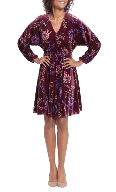 Cocktail dress with taffetaLondon Times T6444M - Floral Velvet A-line Short Dress