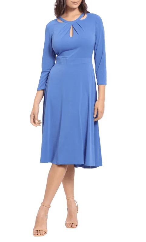 blue party dress online -Cocktail dress with metallic threadsLondon Times T6474M - Jewel Neck Cutouts Formal Dress