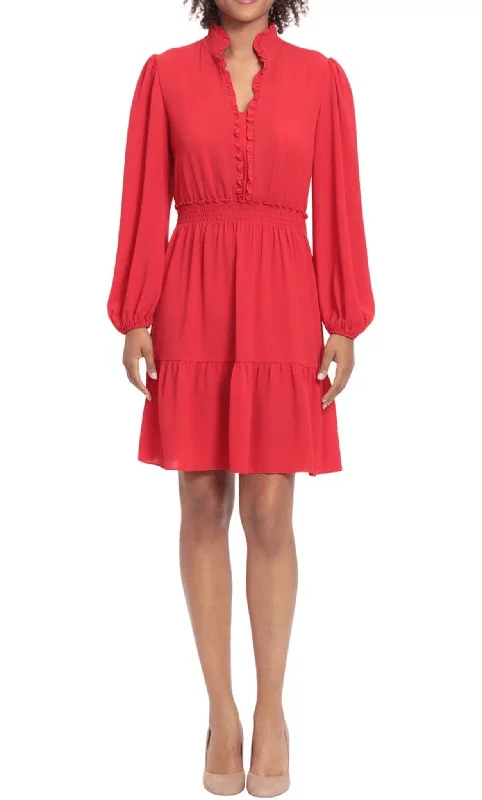 affordable party dress for summer -Cocktail dress with capeLondon Times T6539M - Bishop Sleeve Short Dress