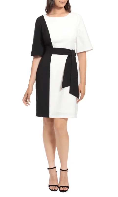 plus size party dress for summer -Cocktail dress with keyhole backLondon Times T6665M - Color Block Sheath Cocktail Dress