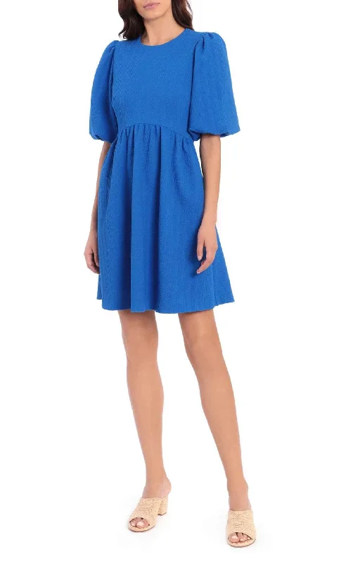 Cocktail dress with statement sleevesMaggy London G4879M - Short Puff Sleeve A-Line Dress