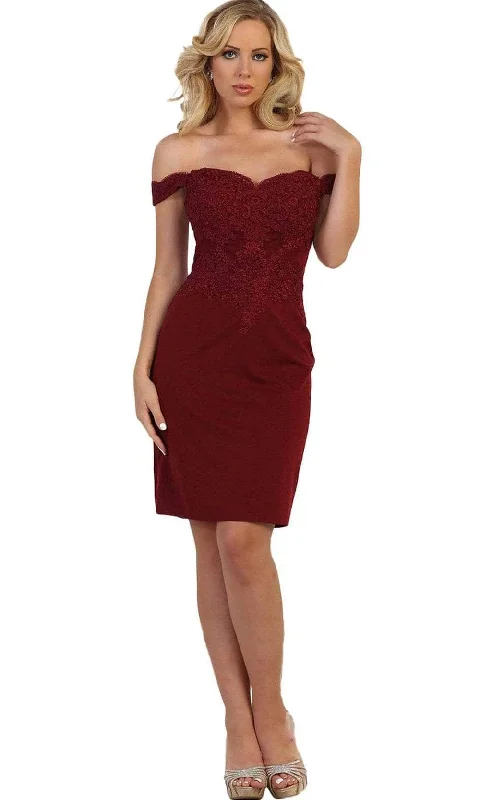 Cocktail dress with plunging necklineMay Queen - Fitted Off Shoulder Cocktail Dress