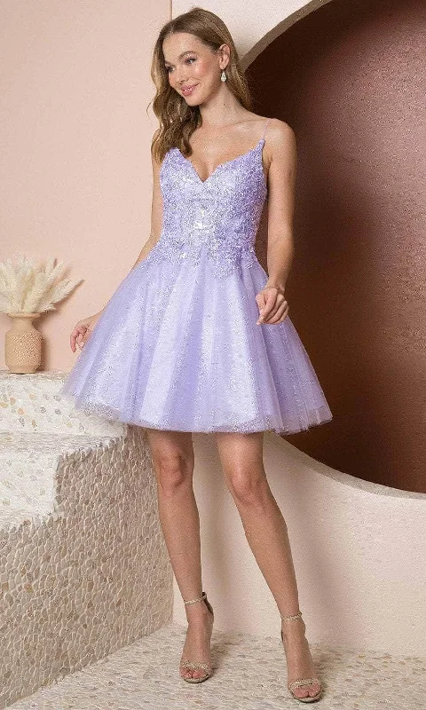 sparkly party dress for summer -Cocktail dress with taffetaNox Anabel E777 - V-Neck Cocktail Dress