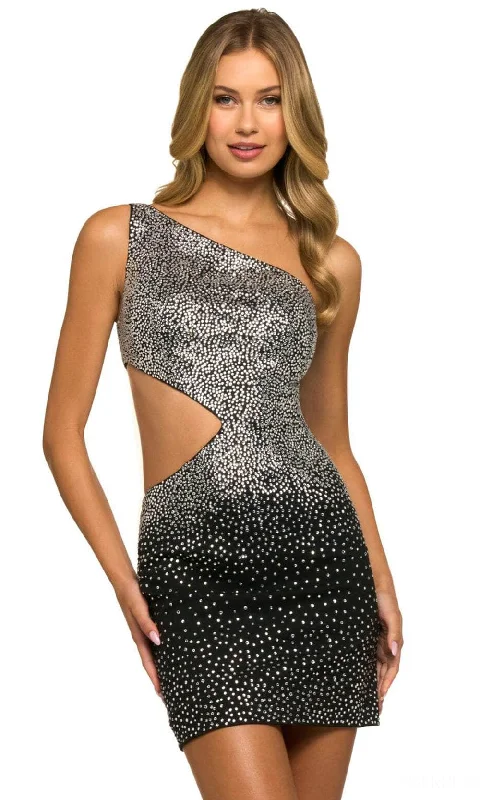 Cocktail dress with sheer sleevesSherri Hill 55319 - One-Shoulder Beaded After Prom Dress