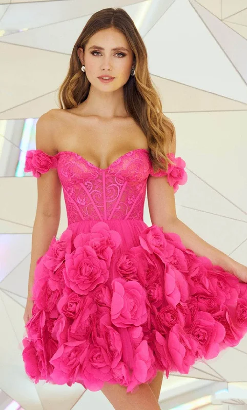 short party dress online -Cocktail dress with tiered layersSherri Hill 55717 - Embellished Off Shoulder Cocktail Dress