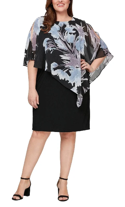 Cocktail dress with beaded detailsSLNY 9477494 - Floral Cape Dress