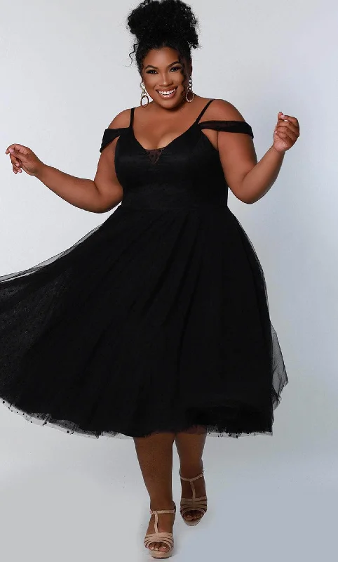 Two-piece cocktail dressSydney's Closet CE2208 - Cold Shoulder A-line Knee-Length Dress