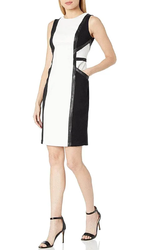 black party dress for date -Cocktail dress with cap sleevesTaylor 1745M - Sleeveless Sheath Cocktail Dress