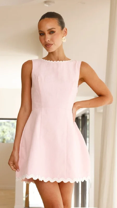 Mini Dresses for Short Outing -Mini dress with flared skirtAceline Mini Dress - Pink/White