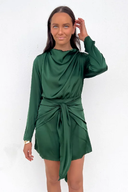 Mini Dresses for Pool Date -Mini dress with cold shoulderDinah Mini Dress Emerald