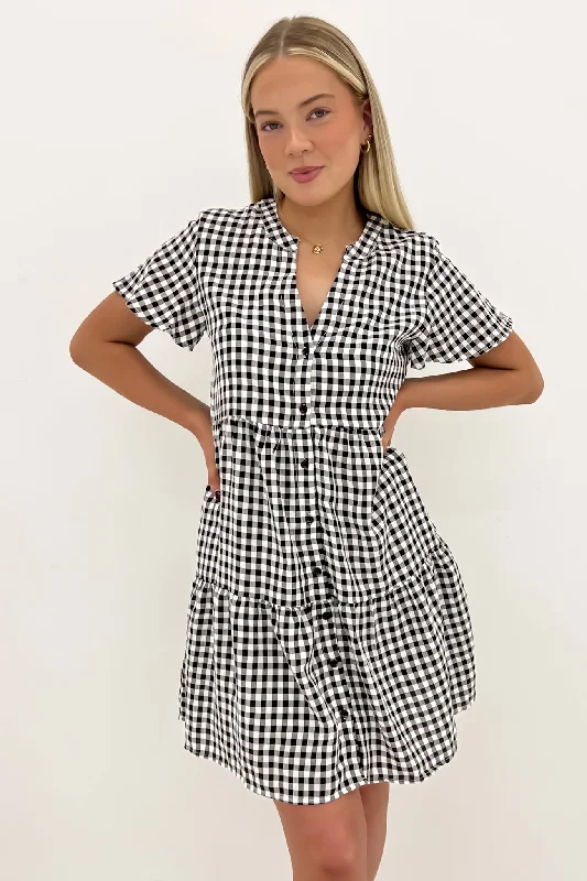 Mini Dresses in Sparkle Fabric -Mini dress with empire waistElijah Mini Dress Black Gingham