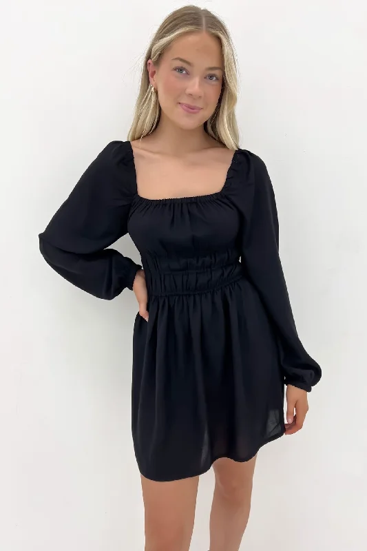 Mini Dresses in Soft Velvet -Mini dress with high necklineGracie Mini Dress Black