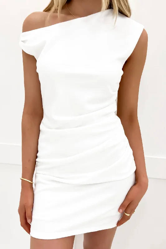 Mini Dresses for Outdoor Concert -Mini dress with cowl neckHayatt Mini Dress White