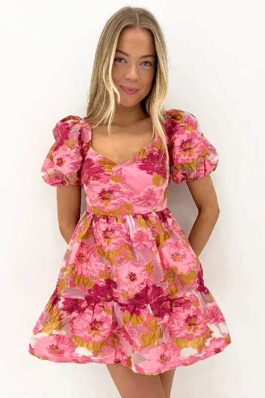 Mini Dresses in Soft Silk -Mini dress with sporty lookHensley Mini Dress Pink