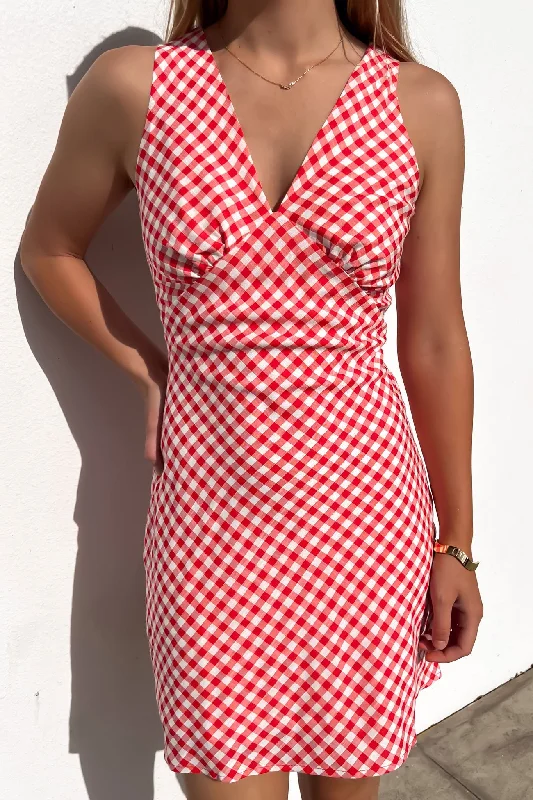 Mini Dresses with Button Front -Mini dress with cowl neckHolden Mini Dress Red Gingham