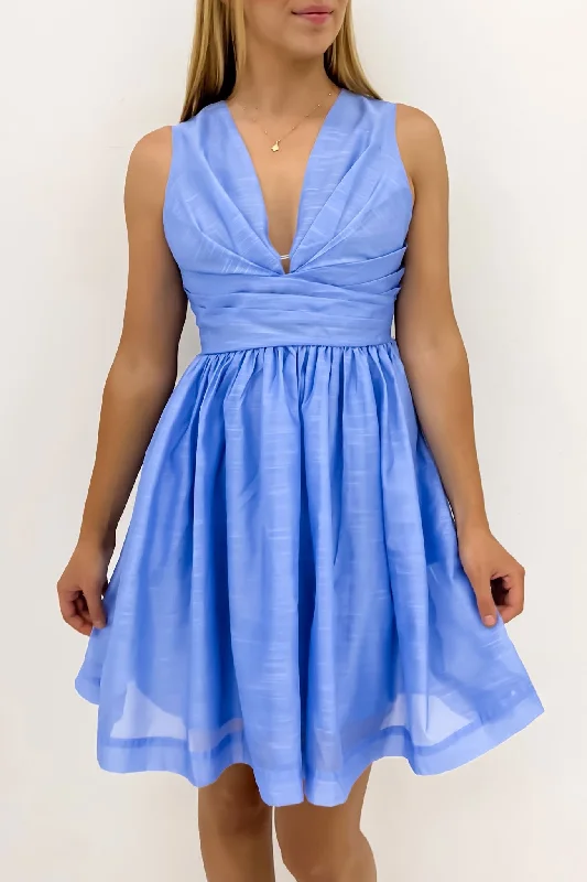 Mini Dresses in Cool Hues -Mini dress with elastic waistbandJazzy Mini Dress Blue