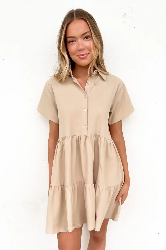 Mini Dresses for Special Occasions -Mini dress with zen vibesKoda Mini Dress Tan