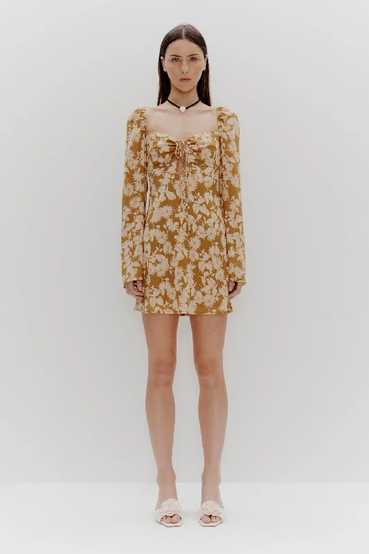 Mini Dresses with Drape Sleeves -Mini dress with asymmetrical hemLeona Golden Daisy LS Mini Dress