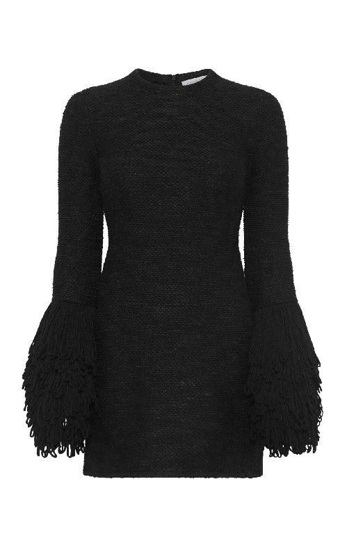 Mini Dresses for Day Trip -Mini dress with metallic sheenLiam Knit Mini Dress in Black Cashmere Silk