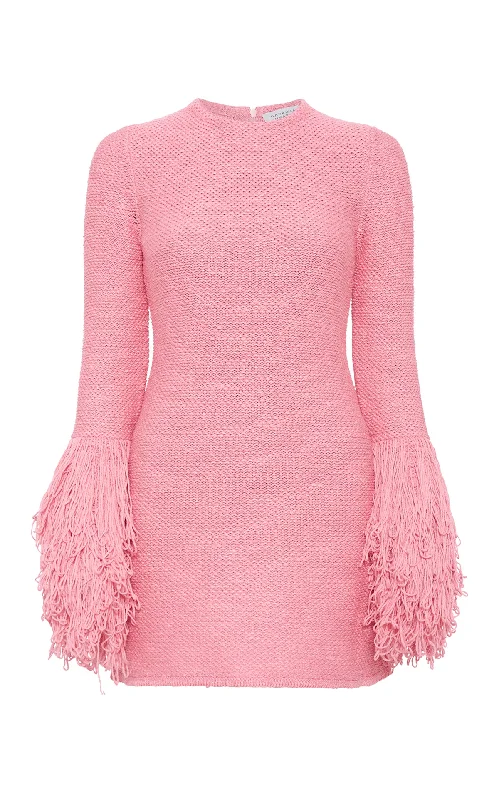 Mini Dresses for Garden Party -Mini dress with illusion necklineLiam Knit Mini Dress in Rosa Cashmere Silk