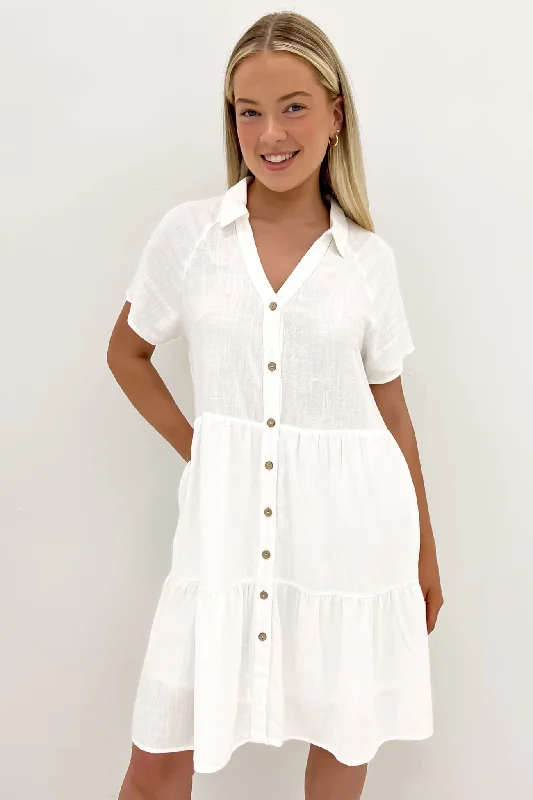 Mini Dresses in Relaxed Fit -Mini dress with utility styleLittle Paradise Mini Dress White