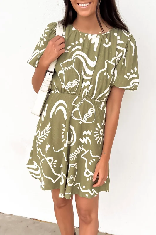 Trendy Mini Dresses 2025 -Mini dress with animal motifsLulu Mini Dress Bronte Sage