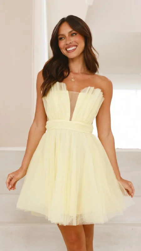 Mini Dresses with Curved Edge -Mini dress with beaded detailsMylee Mini Dress - Yellow