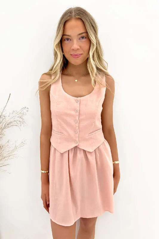 Mini Dresses in Linen -Mini dress with glitter accentsMyles Mini Dress Pink