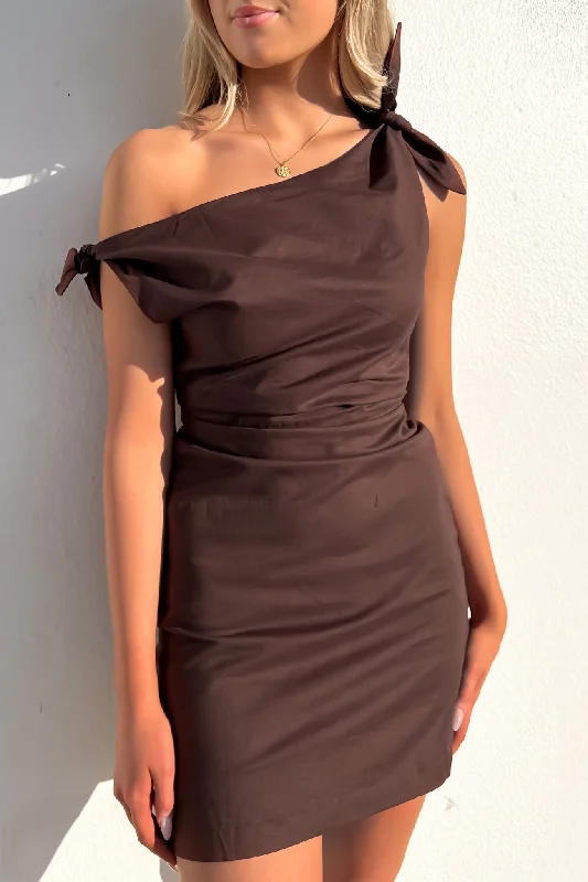 Mini Dresses with Cross Back -Mini dress with backless designNeela Mini Dress Chocolate