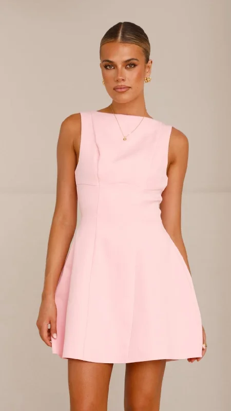 Mini Dresses for Game Party -Mini dress with bow accentsRafiki Mini Dress - Baby Pink