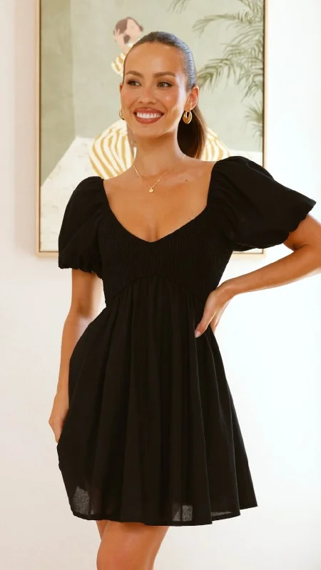 Mini Dresses with Tie Back -Mini dress with high necklineSahirah Mini Dress - Black