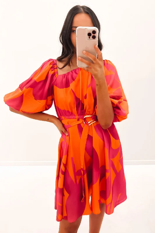 Mini Dresses for Travel -Mini dress with ruched sidesSianna Mini Dress Pink Orange