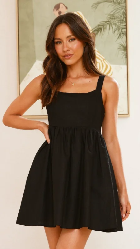 Mini Dresses for Club Party -Mini dress with racerback styleStacey Linen Mini Dress - Black